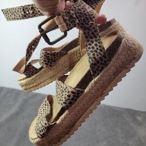 Art Class Girls Cheetah Print Espadrille Platform Sandals Tan Black Size 1